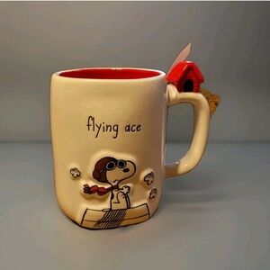 Peanuts Snoopy Rae Dunn "Flying Ace" Mug with Dog House Charm On The Handle